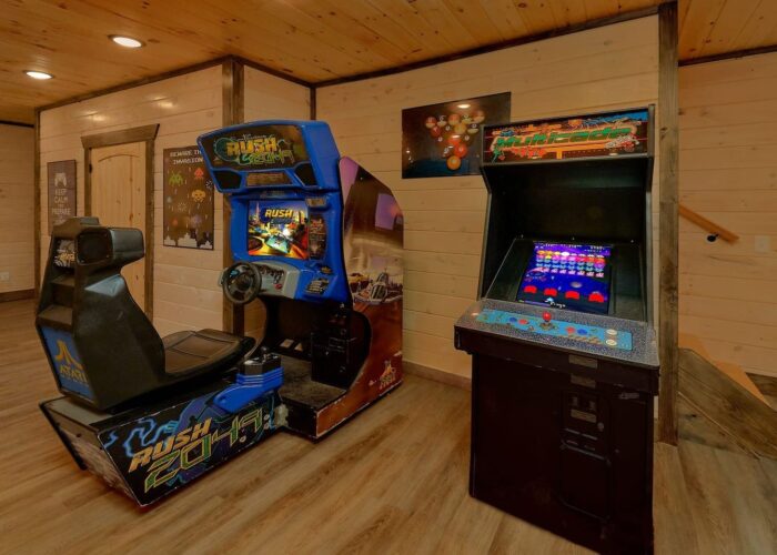 Race Car Driving game in 6 bedroom cabin rental