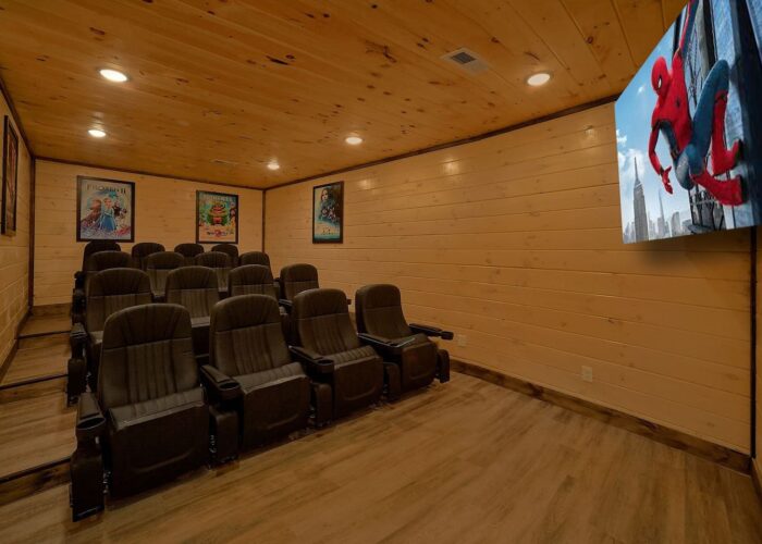 Theater Room in secluded 6 bedroom cabin rental