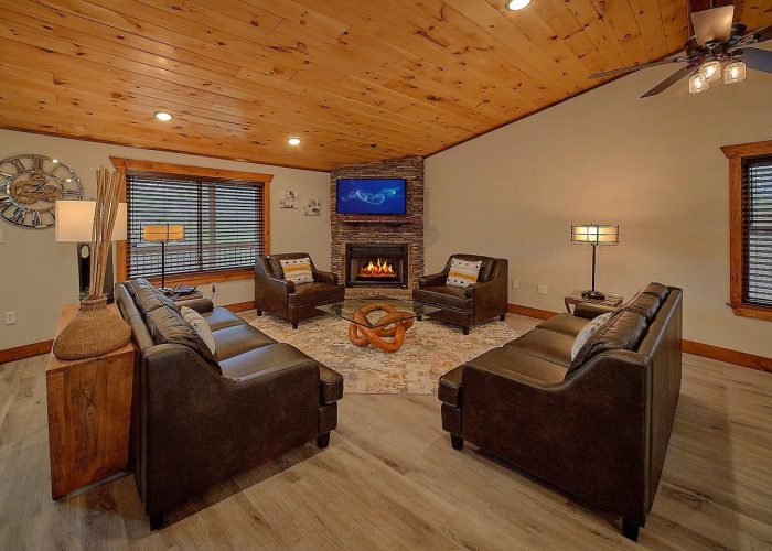 Main living room with electric fireplace