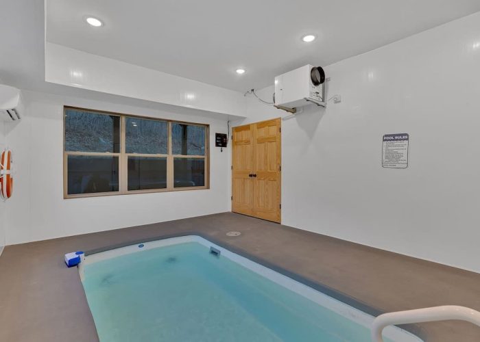 Heated indoor pool in 6 bedroom rental cabin