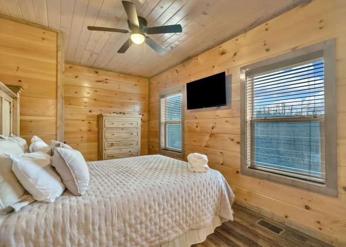 5 bedroom cabin King Master bedroom with TV