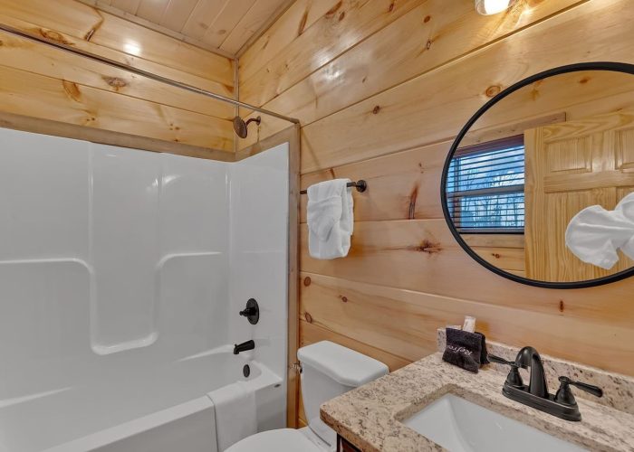 Private Bathroom in cabin rental master Bedroom